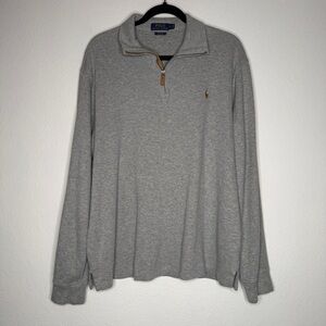 Polo Ralph Lauren Gray Estate Rib Cotton Quarter Zip Pullover Sweater Size L